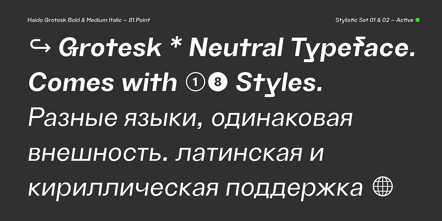 Example font TG Haido Grotesk #10